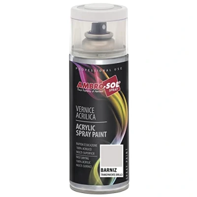 Imagen de AMBRO SOL Pintura acrílica en spray, color Transparente, resultado profesional múltiples superficies, exteriores e interiores, 400 ml