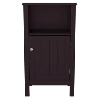 Imagen de Mevsim Store Armario de baño, Auxiliar, cómoda, Multiusos, con 3 Compartimentos, una Solapa, Estante Regulable, MDF, marrón Oscuro, 80x45x30 cm