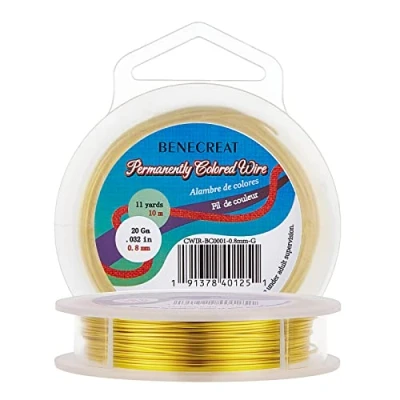 Imagen de BENECREAT 10m Alambre de Cobre Cable Metálico Accesorios manualidad para Diseño Bisutería Dorado Calibre 20