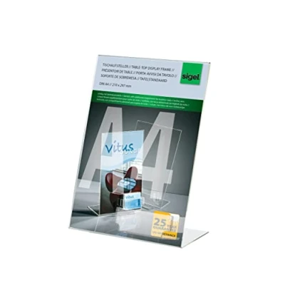 Imagen de Sigel TA230 Soporte de sobremesa, inclinado, acrilico resistente a UV, para A4, 1 unds