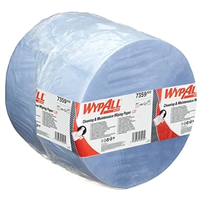 Imagen de WypAll L30 7359 Paño de papel color azul para limpieza y mantenimiento rollo tamaño Jumbo extralargo extraancho 1 x 1000 paños tres capas
