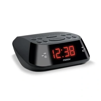 Imagen de Metronic 477003 Radio Despertador Digital con Reloj LED Rojo, pequeño, Compacto, función Doble Alarma, Sleep/Snooze y sintonizador FM Memoria para 10 emisoras