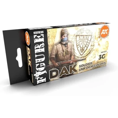 Imagen de AK Acrylics 3Gen FIGURE SET AK11628 DAK SOLDIER UNIFORM COLORS 3G (6x17ml)
