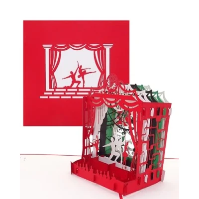 Imagen de tarjeta de cumpleaños desplegable &quot;Ballet&quot;, 3D y invitación para danza, teatro, curso aprendizaje baile como regalo vale
