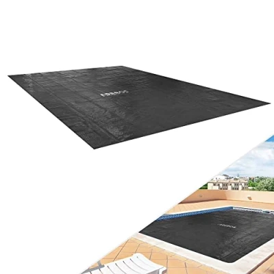 Imagen de Arebos Folio/Cubierta Solar Piscina Cubierta Cuadrada Ø 3 x 2 m Negro Lona Espesor 120 µm Rollo Recortable Calefacción para Calentar Agua