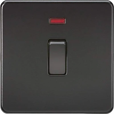 Imagen de Knightsbridge SF8341NMBB Interruptor DP de 20 A 1 G con neón, 230 V, Negro/Negro, Switch 20A 1G + Neon