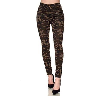 Imagen de Elara Pantalones Elásticos de Mujer Skinny Fit Jegging Chunkyrayan Camuflaje H86 92 48 (4XL)