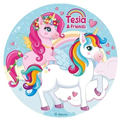 Imagen de Unicornio Disco de Oblea Comestible para Decoración Tartas Cumpleaños (Disco 20 CM)