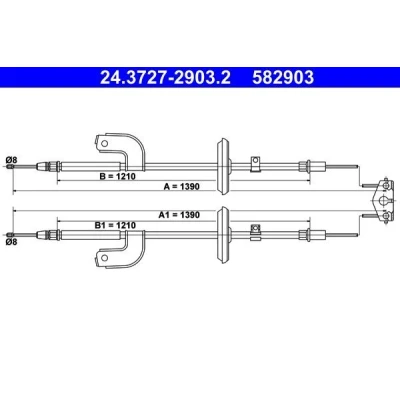 Imagen de ATE 24.3727 2903.2 Cable de Freno Mano 1390, 1390 CHEVROLET: Aveo Hatchback