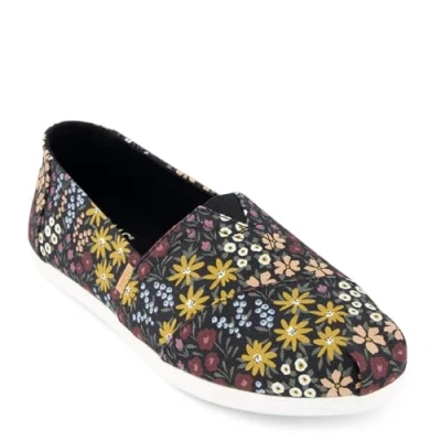Imagen de TOMS Alpargata Cloudbound, Mocasín Plano Mujer, Flores Silvestres Negras, 35.5 EU