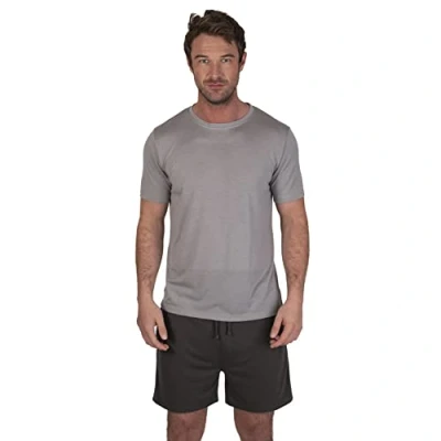 Imagen de Light &amp; Shade LSSET032 Conjunto de Camiseta y Pijama Corto con Cuello Redondo para Hombre, Gris, L