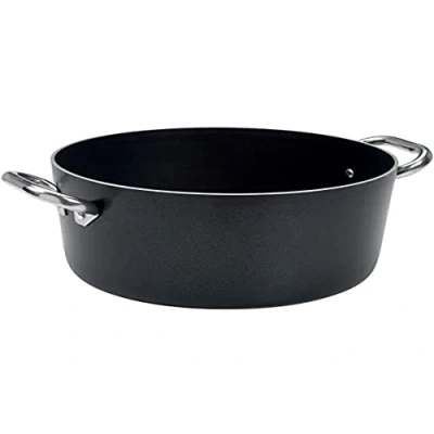Imagen de Ollas Agnelli Alblack Cazuela Alta de Aluminio, Espesor 3 mm, con 2 Asas en Acero Inoxidable, Negro, 20 cm