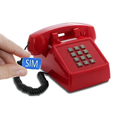 Imagen de Opis PushMeFon Mobile: Teléfono Fijo SIM/Telefono con SIM Personas Mayores/Telefono gsm/Telefono Sobremesa Tarjeta SIM/Teléfono Escritorio (Rosso)
