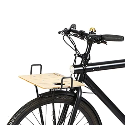 Imagen de TentHome Portaequipajes delanteros, cesta de bicicleta ajustable, equipaje para madera y metal, color negro