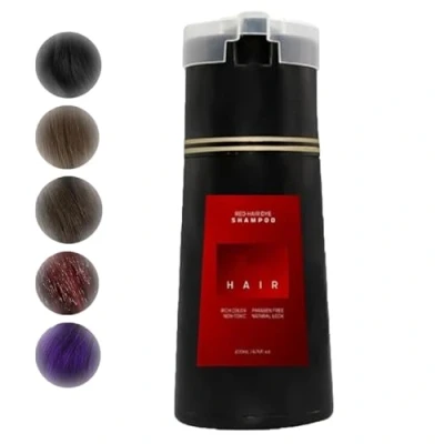 Imagen de Champú para Tinte Cabello,Champú de Instantáneo paraColorear,Champú paraTeñir el Cabello deLarga Duración,Champú deColor Natural paraCobertura deCabello Gris,paraMujeres yHombres (Rojo)