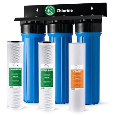 Imagen de iSpring WGB32B Sistema De Filtración Agua 3 Etapas Para Toda La Casa Con Filtros Bloque Carbón y Sedimentos 20 Pulgadas