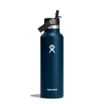 Imagen de Hydro Flask Standard Mouth Botella de Agua 621 ml (21 oz) Acero Inoxidable con Aislamiento al Vacío y Tapa Pajita Flexible Indigo