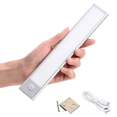 Imagen de Zoeson 37 LED Luz Armario con Sensor de Movimiento USB Recargable Tiras Magnéticas Pegadas Lámpara Nocturna, Ultraligera, Portátil Ideal para Garaje Gabinete Escalera