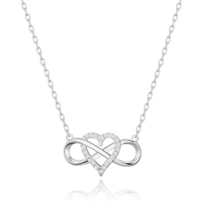 Imagen de Philip Jones Collar de corazón Infinito bañado en Plata Creado con Cristales Zircondia®