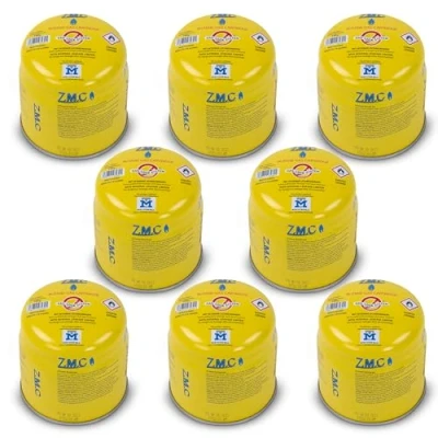 Imagen de Z.M.C 8 cartuchos de gas butano 190 g, tipo C200 EN417, con válvula seguridad, cartucho ideal para quemadores gas, hornillos camping, soplete, soplete