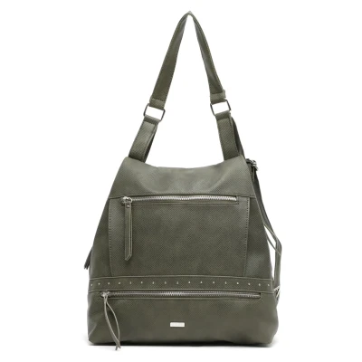 Imagen de MISAKO Engri Mochila antirrobo con detalles metálicos Bolso de mujer casual pequeña espaciosa Verde 30 X 28 11 cm