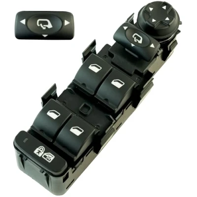 Imagen de Boton elevalunas compatible para Citroen C4 (2), C5, Peugeot 308, 508, 3008, 5008 (2008 2017) interruptor delantero izquierdo (conductor) CON retrovisores abatibles 96650621ZD 6490X6