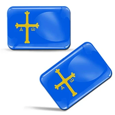 Imagen de Biomar Labs® 2 x 3D Gel Pegatinas Siliconas Comunidad de España Principado Asturias Cruz la Victoria Bandera Asturiana Español Stickers Spain Flag Adhesivos Auto Coche Moto Ordenador F 88