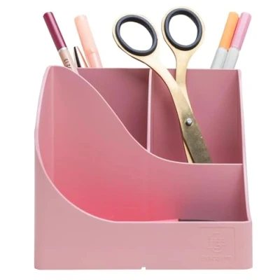 Imagen de EXACOMPTA Ref. 69571D 1 bote de lápices Pen Wave Autentik rosa caramelo con 5 compartimentos 4 altos para utensilios grandes y compartimento bajo pequeños