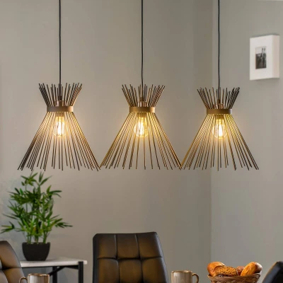 Imagen de Lámpara colgante de 3 luces Gerbo 104cm Metal Negro Menzzo