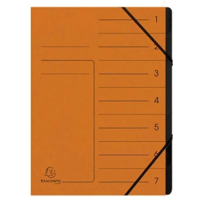 Imagen de Exacompta 540704E Archivador grapado con gomas (7 compartimentos, interior en cartulina reciclada, tamaño A4, color naranja