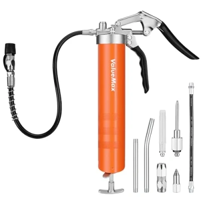 Imagen de ValueMax Pistola Engrasadora Manual con Manguera Flexible, de Engrase 6000PSI 400ML Capacidad, Resistente, Tubos Metálicos y Boquilla