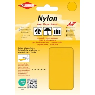 Imagen de Kleiber reparación autoadhesivos de Nailon Impermeable, 2 Parches (10 x 12 cm Cada uno), Color Amarillo/Arena, 100% Poliamida, ca. 10