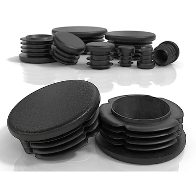 Imagen de PD® Tapones Redondos 60mm para Tubo Redondo de plástico PE Negro Acero, Acero Inoxidable, Aluminio y Perfil 4 Piezas
