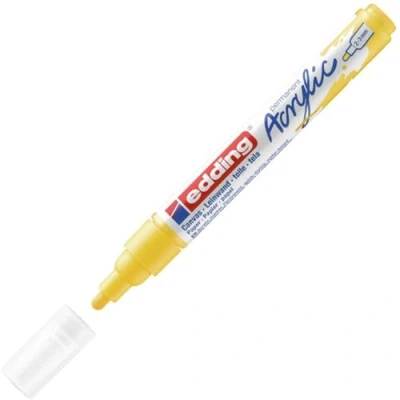 Imagen de edding 5100 marcador acrílico de trazo medio amarillo 1 rotulador resistente al agua punta redonda 2 3 mm pintura acrílica para lienzo, papel kraft, madera y piedra