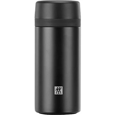 Imagen de ZWILLING THERMO Botella térmica, Colador integrado, térmica para té y agua infusionada, Aislamiento de doble pared, 420 ml, Altura: 17,2 cm, Negro