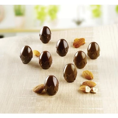 Imagen de Silikomart SCG053 Moldes de Silicona para Bombones CHOCO DROP, Antiadherente, 15 Huevos con Goteo, Pack 1 Molde Reposteria, Easy Choc 3D, Ø 23 h 30 mm, Made in Italy