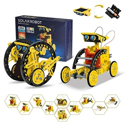 Imagen de OMWay Robot Solar, Kit Robotica Juguetes Niños 7 8 9 10 Años, 12 en 1 Juegos Educativos Ciencia Experimentos Construcciones para 11 Navideños Cumpleaños Regalos Niño, 190 Piezas