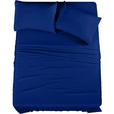 Imagen de Utopia Bedding Juego de sábanas tamaño Queen, Ropa Cama 4 Piezas, Microfibra cepillada, Resistente al Encogimiento y a la decoloración, fácil Cuidado (Queen, Azul Rey)
