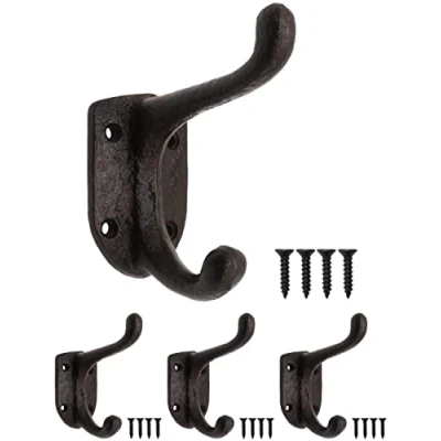 Imagen de Fuxxer® 3 ganchos rústicos de hierro pesado, color negro, 11 x 8 cm, juego unidades
