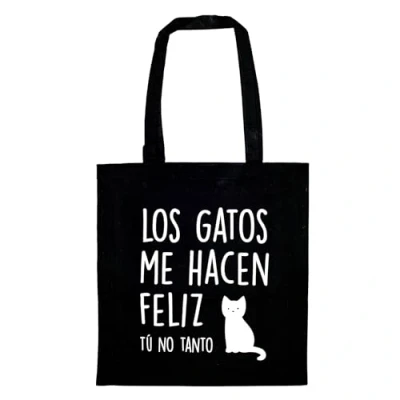 Imagen de Miss Miserable Tote bag con mensaje Los gatos me hacen feliz tú no tanto