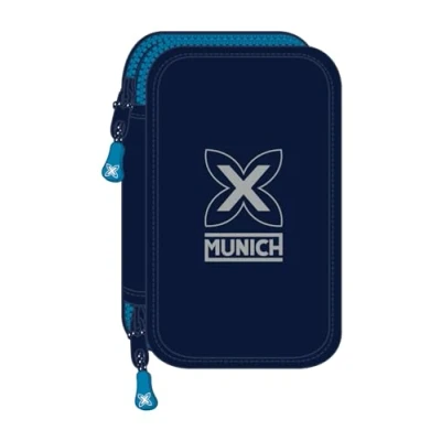 Imagen de Safta Munich Nautic Estuche Escolar Niño, con Colores, 28 Útiles Incluidos, Ideal para Niños de 5 a 14 Años, Cómodo y Versátil, Calidad Resistencia, 12.5x4x19.5 cm, Color Azul Marino