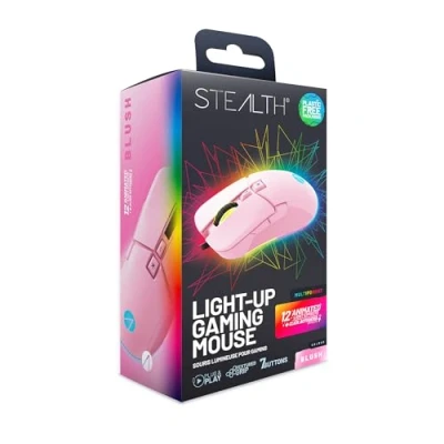 Imagen de STEALTH Ratón para juegos de 7 botones con luz LED rosa pastel, compatible consolas y PC