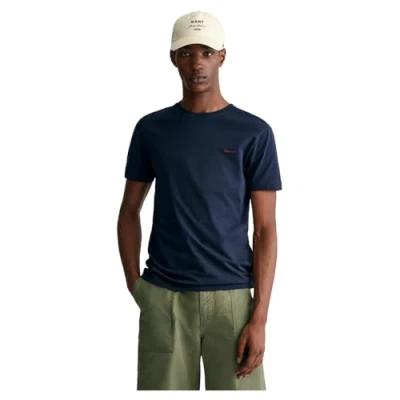 Imagen de GANT Contrast Logo SS Camiseta, Azul Noche, XL para Hombre