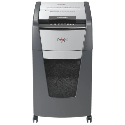 Imagen de Rexel 2020225X Destructora Automática Optimum AutoFeed 225X de Corte en Partículas P4 para Oficina, Destruye Hasta 225 Hojas a la Vez, Papelera Extraíble 60 Litros, con Ruedas y Silenciosa