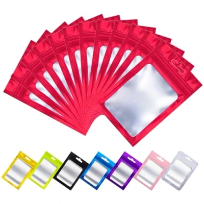 Imagen de Rimiko 50 Piezas de Bolsas Aluminio Resellables, Mylar Herméticas Planas para Alimentos, Pequeñas con Cierre Zip, Plásticas el Embalaje del Producto (Rajo, 10,5x15 cm)