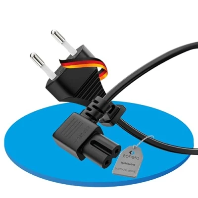 Imagen de Sonero® Euro Cable de Red, alimentación para electrodomésticos, Enchufe a IEC C7, 5,00m, Negro