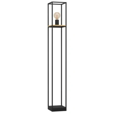 Imagen de Eglo lámpara de pie Libertad, luz única, iluminación metal en negro y madera al natural, con interruptor paso, casquillo E27