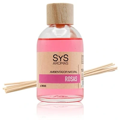 Imagen de Ambientador Mikado Rosas 100ml. Difusor de Varillas Perfumadas. con Palitos Ratán. Aroma notas delicadas y florales. Fragancia duradera.