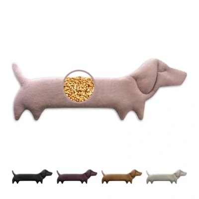 Imagen de Leschi Saco Térmico de Semillas para Microondas 47x23 cm, 100% Algodón y Trigo Orgánicos, en forma perro rosa, Bolsa ideal Cuello, Cervical Espalda