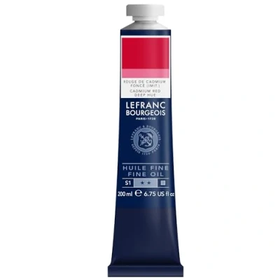 Imagen de Lefranc Bourgeois 301817 Pintura al óleo fina de calidad, resistente a la luz y consistencia uniforme, tubo 200 ml, ideal para lienzos tableros pintura, Rojo cadmio tono oscuro